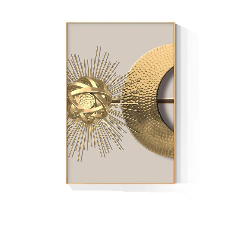 Modern Aesthetics Golden Celestial Geometry Wall Art Fine Art Canvas Prints Pictures For Modern Apartment Living Room Light Luxury Nordic Home Decor 2025