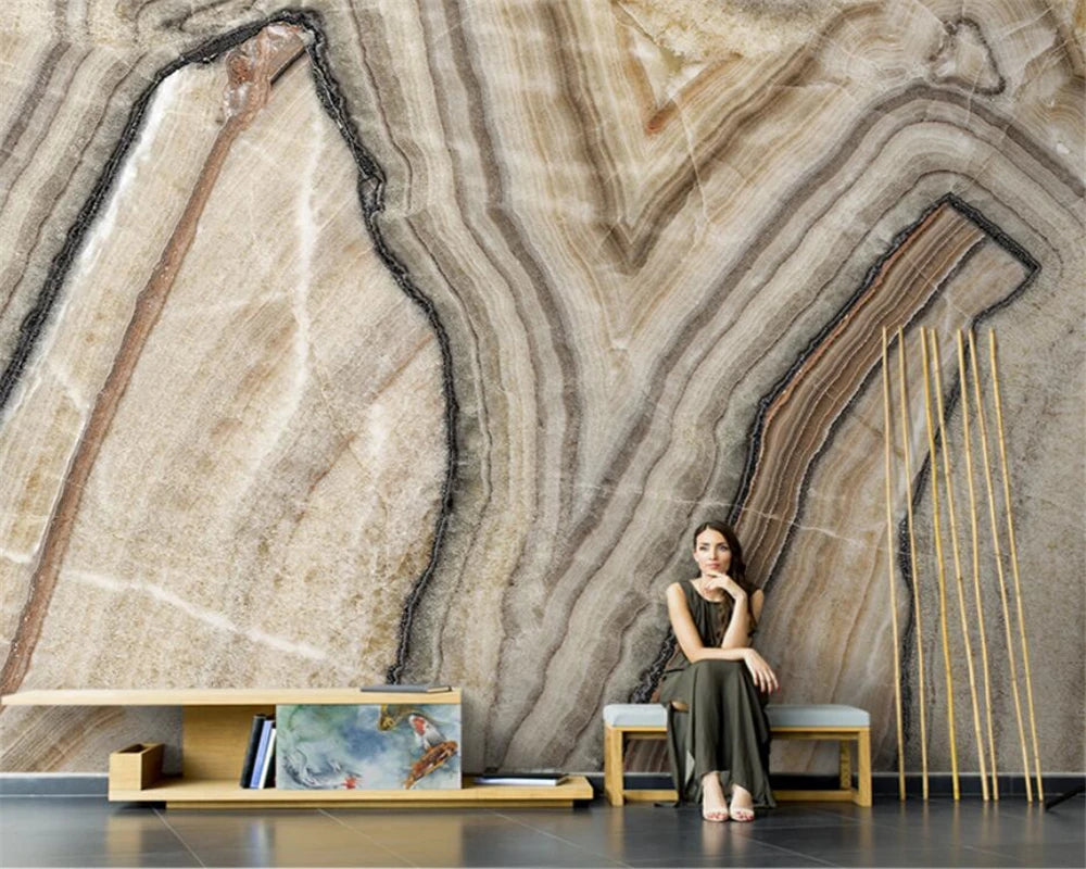 Nordic Marble Pattern Large Format Wall Mural Wallcovering Big Size Art Decor Wallpaper For Living Room TV Background Art For Living Room