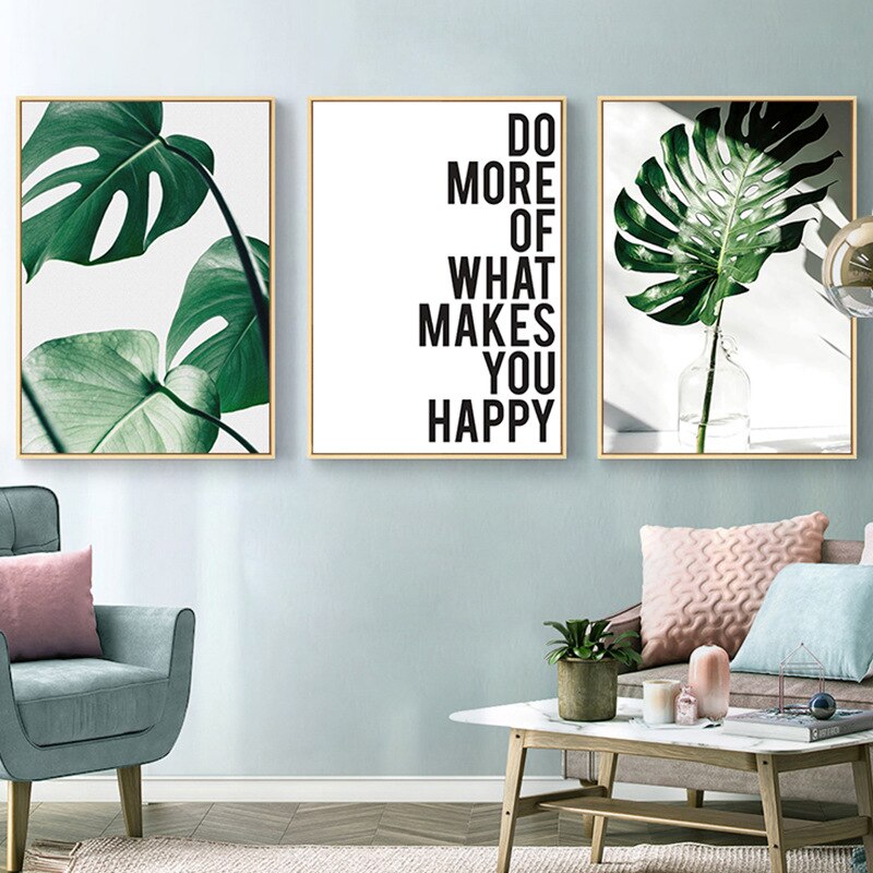 Inspirational Quotes Posters Golden Pineapple Green Leaf Monstera Wall Art Fine Art Canvas Prints For Living Room Home Office Decor
