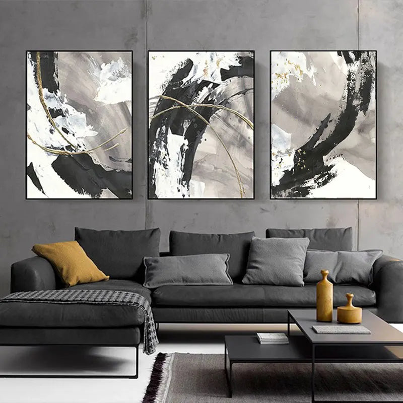 Abstract Shades Of Black Grey Wall Art Fine Art Canvas Prints Modern Nordic Pictures For Living Room Bedroom Scandinavian Home Styling