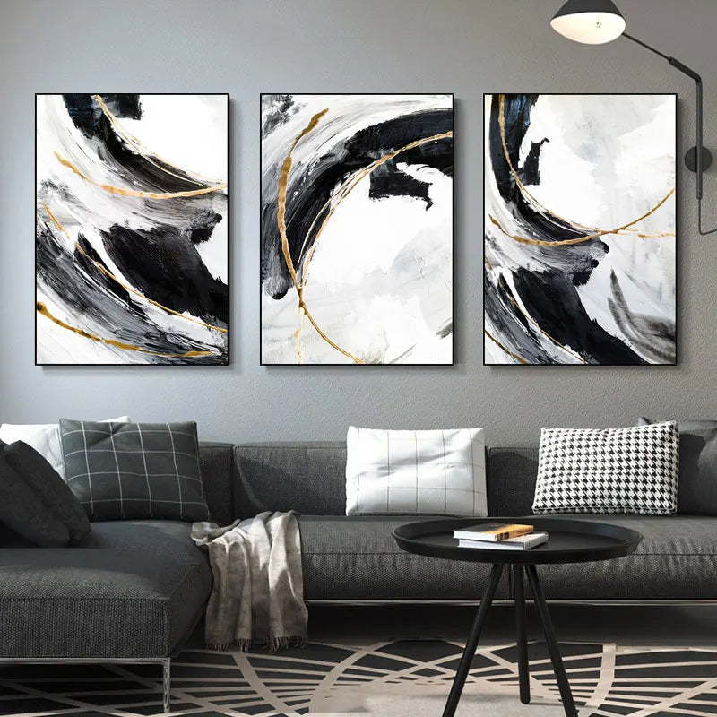 Abstract Shades Of Black Grey Wall Art Fine Art Canvas Prints Modern Nordic Pictures For Living Room Bedroom Scandinavian Home Styling