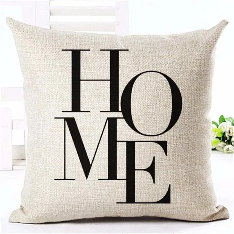 Home Sweet Home Cute Quotes Typographic Linen Cushion Covers for Livin –
