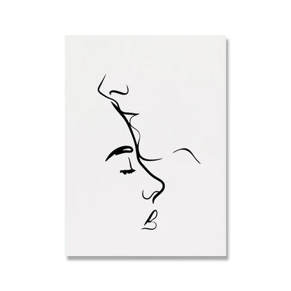 Romantic Lovers Minimalist Figure Art Line Art Wall Art Fine Art Canvas Prints Pictures For Bedroom Living Room Home Office Decor