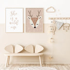 Cute Fawn Deer Wild One Rainbow Nursery Wall Art Fine Art Canvas Prints Nordic Pictures For Nursery Room Baby's Bedroom Wall Art Decor
