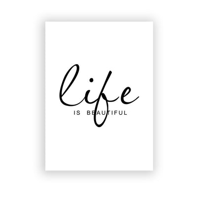 Life Is Beautiful Inspirational Wall Art Black White Fine Art Canvas Prints Simple Nature Pictures For Living Room Bedroom Home Office Decor