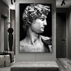 Classical Renaissance Sculpture Michelangelo David Statue Wall Art Fine Art Canvas Print Black &amp; White Picture For Living Room Home Office Decor