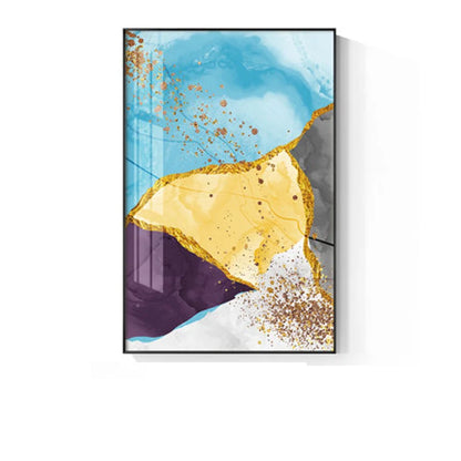 Abstract Blue Yellow Gray Marble Print Wall Art Fine Art Canvas Prints Pictures For Modern Apartment Living Room Home Office Art Decor