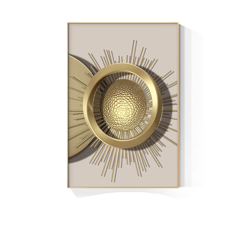 Modern Aesthetics Golden Celestial Geometry Wall Art Fine Art Canvas Prints Pictures For Modern Apartment Living Room Light Luxury Nordic Home Decor 2025