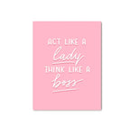 Lady Boss Pink Poster Inspirational Quotes Wall Art Fine Art Canvas Prints Motivational Daily Mantra Quotations Pictures For Girl's Bedroom