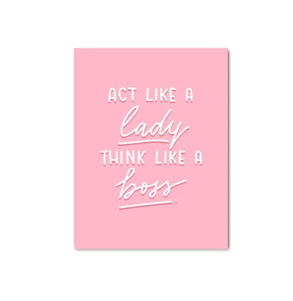 Lady Boss Pink Poster Inspirational Quotes Wall Art Fine Art Canvas Prints Motivational Daily Mantra Quotations Pictures For Girl's Bedroom