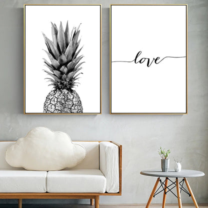 Pineapple Black White Canvas Poster Scandinavian Wall Art Poster Print Minimalist Nordic Decoration Picture Living Room Decor