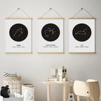 Constellation Posters Abstract Astrology Wall Art Black White Canvas Prints Each Star-Sign With 3 Traits Canvas Prints For Office Bedroom Home Decor