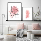 Blush Pink Love Feather Wall Art Fine Art Canvas Prints Minimalist Fashion Pictures For Living Room Girl's Bedroom Fashion Art Decor