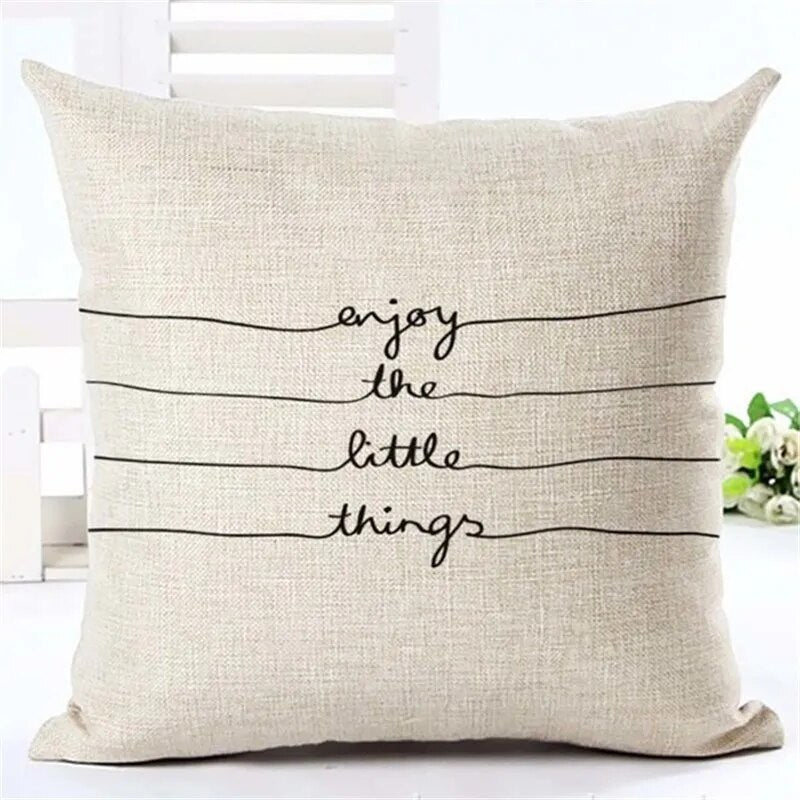 Home Sweet Home Cute Quotes Typographic Linen Cushion Covers for Living Room Sofa Throw Pillow Cases Simple Natural Modern Home Decor