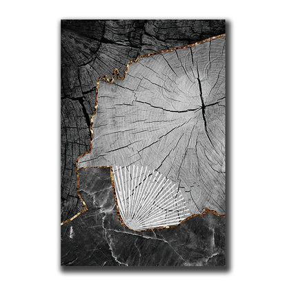 Golden Black Wood Tree Rings Wall Art Fine Art Canvas Prints Modern Abstract Pictures For Urban Loft Luxury Living Room Decor