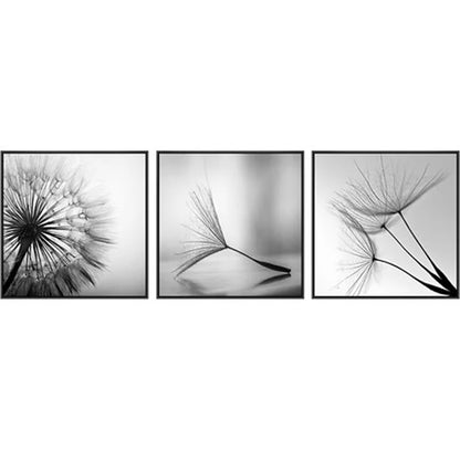 Delicate Dandelion Minimalist Black White Wall Art Fine Art Canvas Prints Square Format Pictures For Simple Living Room Bedroom Art Decor