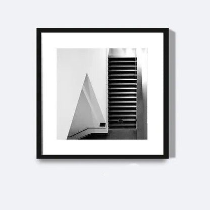 Abstract Black & White Architectural Geometry Wall Art Square Format Canvas Prints Minimalist Pictures For Living Room Study Home Office Decor