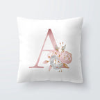 Pink Golden Floral Letter Cushion Case 45x45cm Cushion Cover For Living Room Sofa Throw Cushion Polyester Cotton Square Pillow Cases