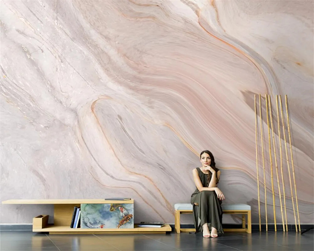 Nordic Marble Pattern Large Format Wall Mural Wallcovering Big Size Art Decor Wallpaper For Living Room TV Background Art For Living Room