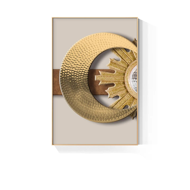 Modern Aesthetics Golden Celestial Geometry Wall Art Fine Art Canvas Prints Pictures For Modern Apartment Living Room Light Luxury Nordic Home Decor 2025