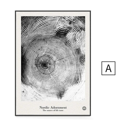 Abstract Minimalist Nordic Wood Tree Rings Wall Art Fine Art Canvas Prints Black White Pictures For Living Room Dining Room Home Decor