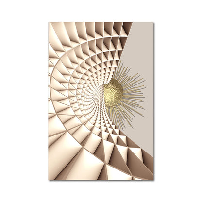 Modern Abstract Golden Sun Moon Wall Art Fine Art Canvas Prints 3d Visual Geometric Pictures For Luxury Loft Penthouse Home Office Decor