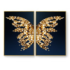 Golden Butterfly Wings Boutique Abstract Wall Art Fine Art Canvas Prints Modern Pictures For Luxury Living Room Bedroom Stylish Glamour Home Decor