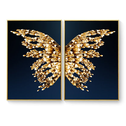 Golden Butterfly Wings Boutique Abstract Wall Art Fine Art Canvas Prints Modern Pictures For Luxury Living Room Bedroom Stylish Glamour Home Decor