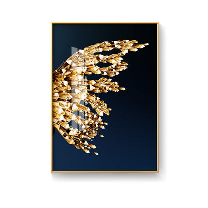 Golden Butterfly Wings Boutique Abstract Wall Art Fine Art Canvas Prints Modern Pictures For Luxury Living Room Bedroom Stylish Glamour Home Decor