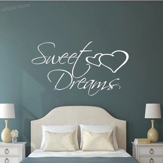  Sweet Dreams Love Quotes Wall Sticker For Bedroom Removable Peel and Stick Vinyl Wall Decal For Creative DIY Home Decor