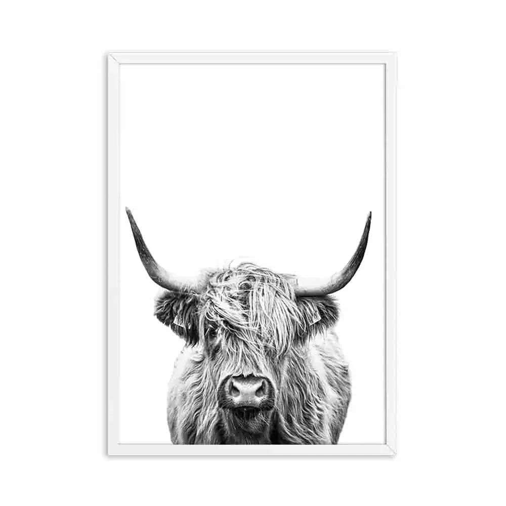 Highland Cattle Black White Minimalist Wall Art Fine Art Canvas Prints Posters Pictures For Living Room Dining Room Nordic Home Decor