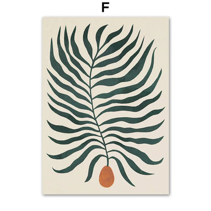 Decorative poster with a green leaf design on a beige background