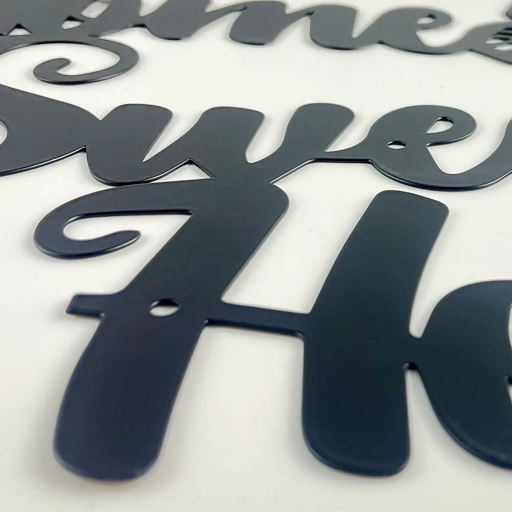 Home Sweet Home Black Metal Wall Art 3D Iron Craft Signage Wall Mounted Typographic Butterfly Wall Decoration For Living Room