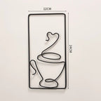 Hot Coffee Metal Wall Art Plaques 3D Wrought Iron Crafted Wall Decor For Kitchen Dining Room Living Room Cafe Coffee Shop Art Decor
