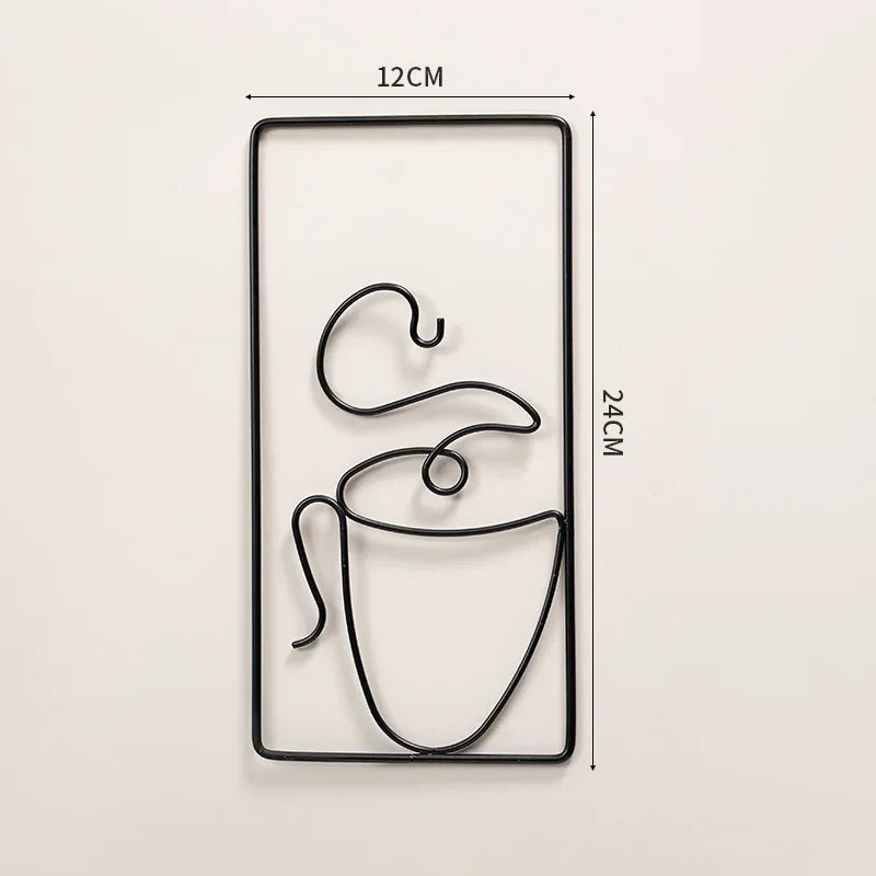 Hot Coffee Metal Wall Art Plaques 3D Wrought Iron Crafted Wall Decor For Kitchen Dining Room Living Room Cafe Coffee Shop Art Decor