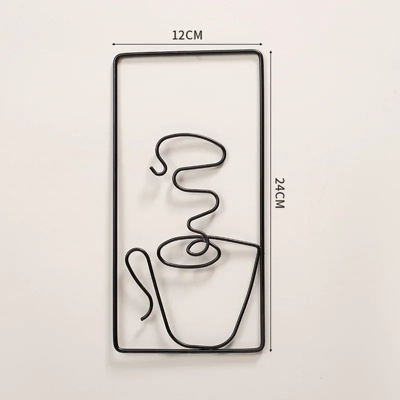 Hot Coffee Metal Wall Art Plaques 3D Wrought Iron Crafted Wall Decor For Kitchen Dining Room Living Room Cafe Coffee Shop Art Decor