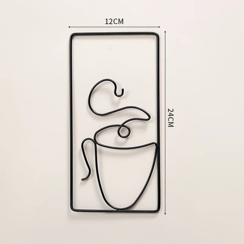 Hot Coffee Metal Wall Art Plaques 3D Wrought Iron Crafted Wall Decor For Kitchen Dining Room Living Room Cafe Coffee Shop Art Decor