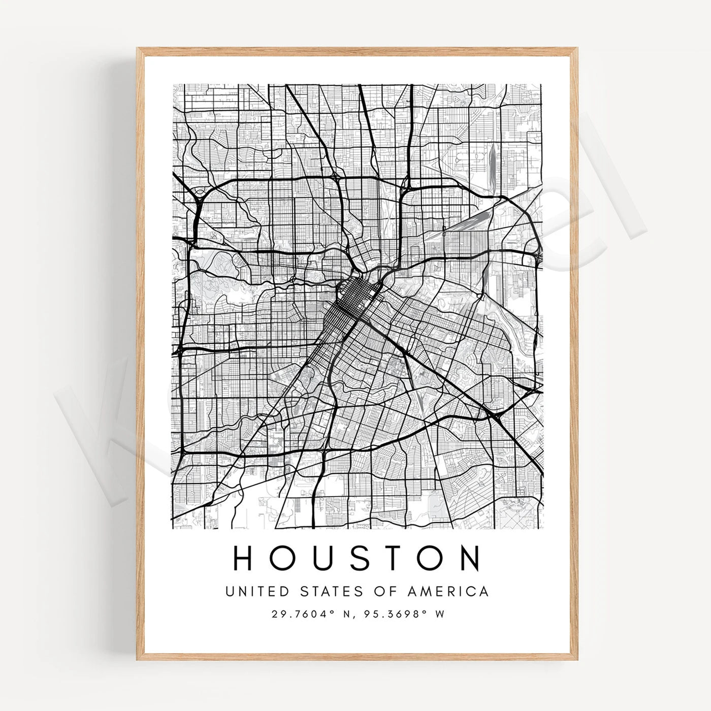 Houston City Map Posters Wall Map Wall Art Black White Fine Art Canvas Prints Stylish Minimalist Posters For Home/Office