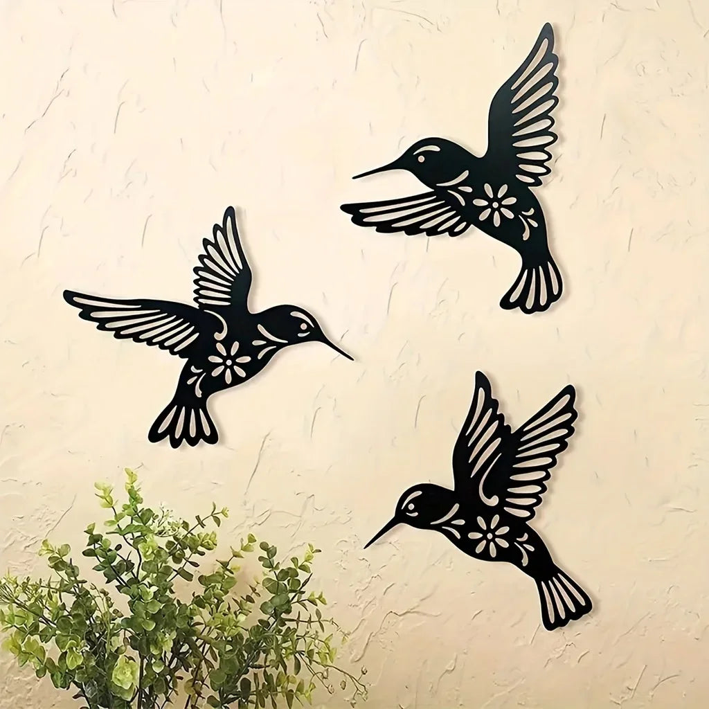 Hummingbird Metal Wall Art 3D Sculptured Iron Craft Wall Decoration For Living Room Dining Room Garden Creative Nordic Home Decor