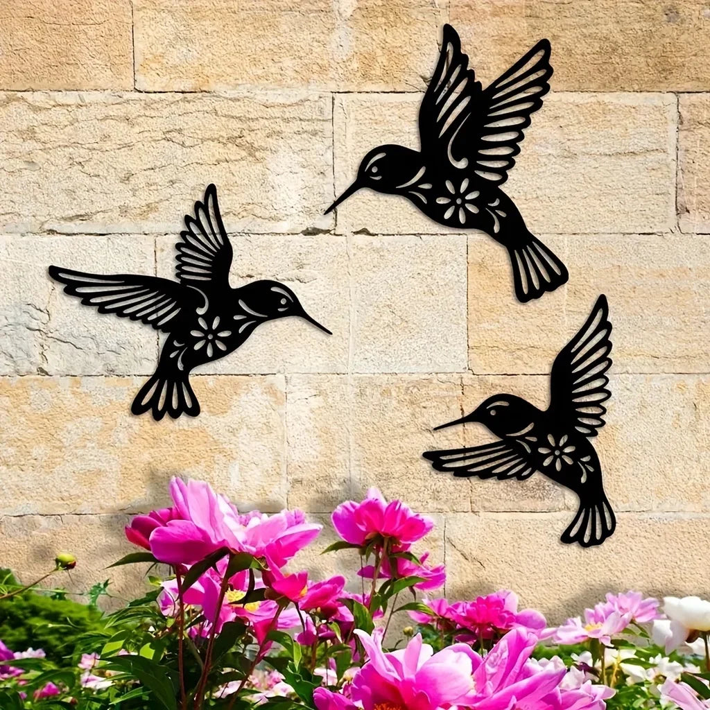Hummingbird Metal Wall Art 3D Sculptured Iron Craft Wall Decoration For Living Room Dining Room Garden Creative Nordic Home Decor