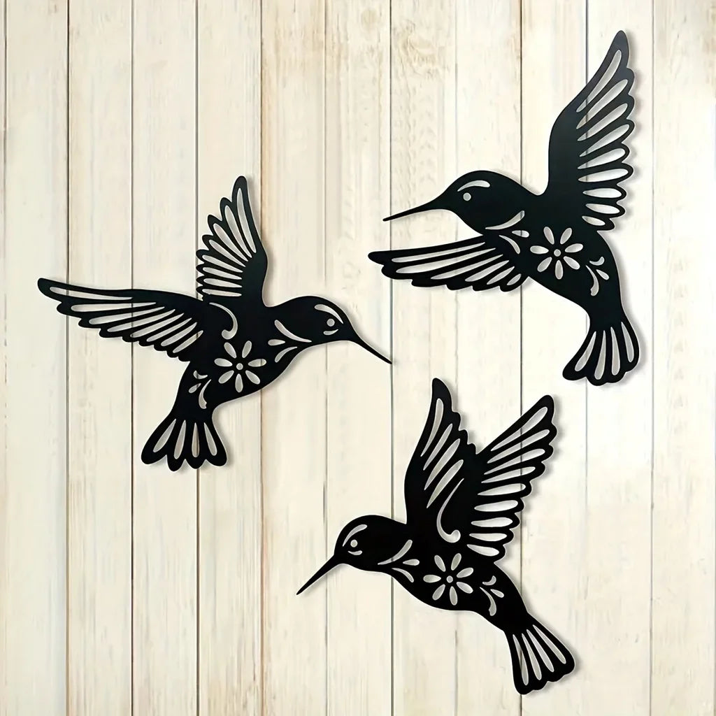 Hummingbird Metal Wall Art 3D Sculptured Iron Craft Wall Decoration For Living Room Dining Room Garden Creative Nordic Home Decor