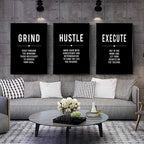 Hustle Grit Grind Success Motivational Posters Wall Art Fine Art Canvas Prints Pictures For Living Room Entrepreneur Study Room Bedroom Home Office Decor