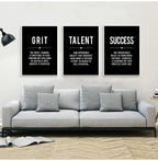 Hustle Grit Grind Success Motivational Posters Wall Art Fine Art Canvas Prints Pictures For Living Room Entrepreneur Study Room Bedroom Home Office Decor 2025