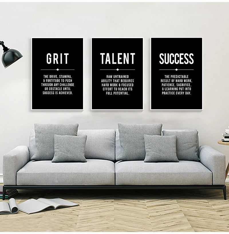 Hustle Grit Grind Success Motivational Posters Wall Art Fine Art Canvas Prints Pictures For Living Room Entrepreneur Study Room Bedroom Home Office Decor 2025