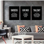Hustle Grit Grind Success Motivational Posters Wall Art Fine Art Canvas Prints Pictures For Living Room Entrepreneur Study Room Bedroom Home Office Decor 2025