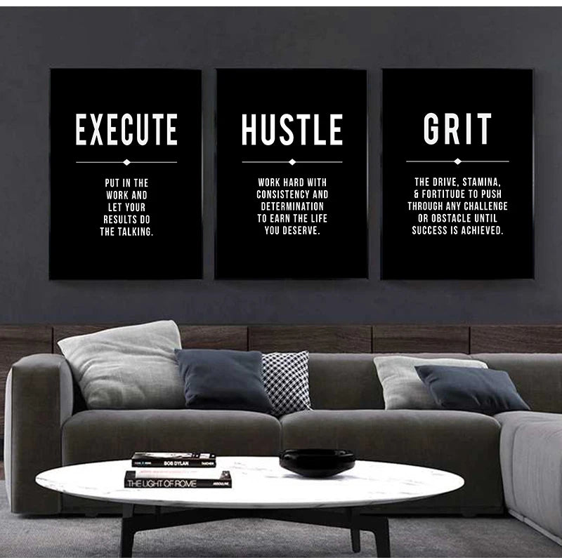 Hustle Grit Grind Success Motivational Posters Wall Art Fine Art Canvas Prints Pictures For Living Room Entrepreneur Study Room Bedroom Home Office Decor 2025