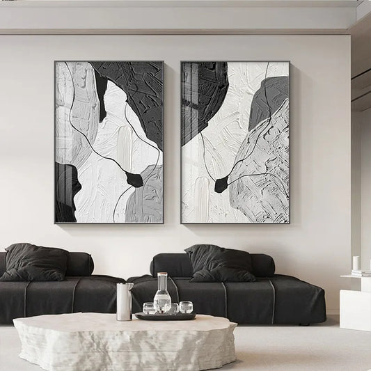 Industrial Abstract Black White Wall Art Fine Art Canvas Prints Modern Picture For Urban Loft Living Room Hotel Room Home Office Art Decor