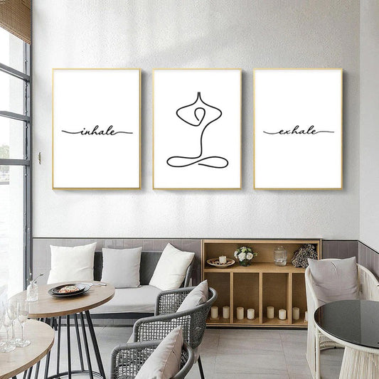 Inhale Exhale Minimalist Inspirational Meditation Poster Wall Art Fine Art Canvas Prints For Yoga Studio Pictures For Modern Home Decor