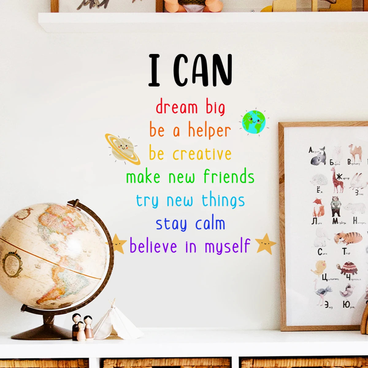 Inspirational Affirmations Wall Decals – Colorful Positive Quotes for Kids Room, Nursery, Playroom or Classroom Decor