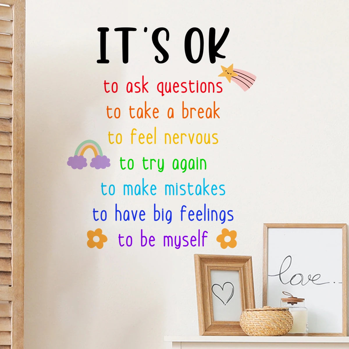 Inspirational Affirmations Wall Decals – Colorful Positive Quotes for Kids Room, Nursery, Playroom or Classroom Decor